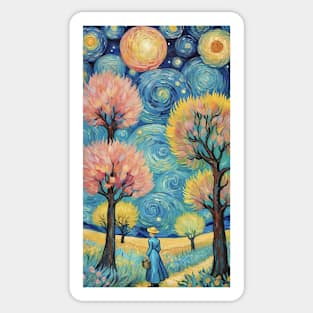 Starry Night Symphony: Van Gogh's Inspired Landscape Sticker